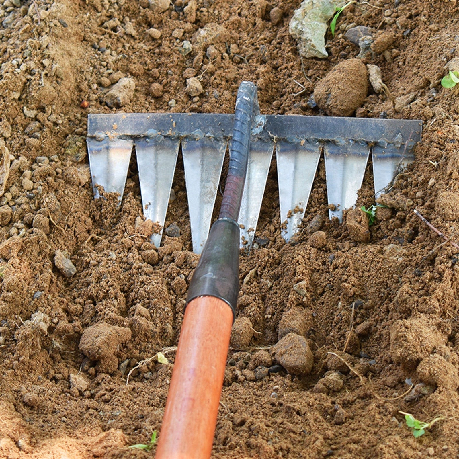 Metal Hand Rakes For Gardening, Weeding - Heavy Duty Metal Tine Rake, Dethatching,