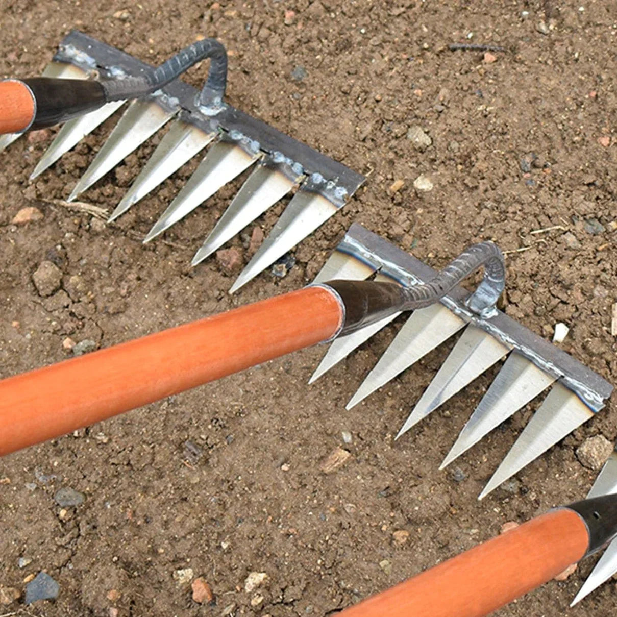 Metal Hand Rakes For Gardening, Weeding - Heavy Duty Metal Tine Rake, Dethatching,
